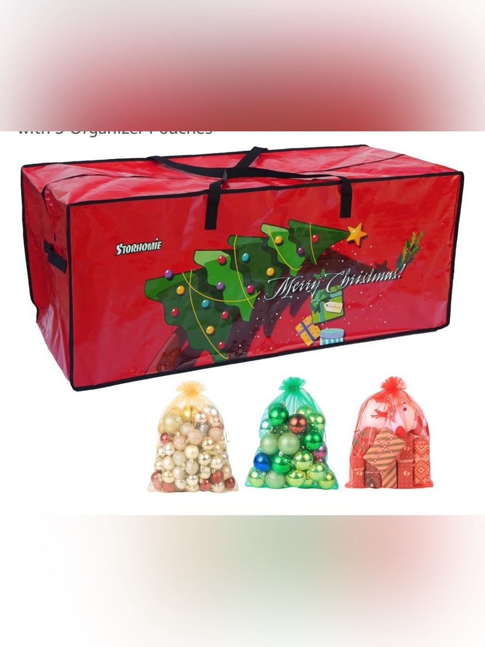 H2 Red Merry Christmas Tree Storage Bag with Handles 65 * 15 * 30inch NWT